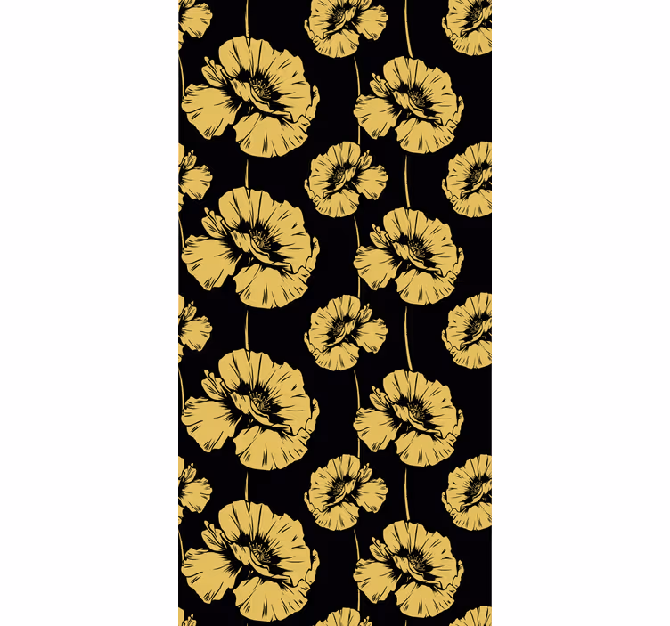 Gul og sort design rullegardiner med blomster - TenStickers