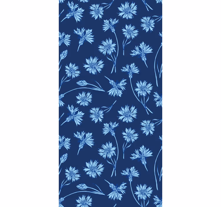 Marineblå blomster stue rullgardin - TenStickers