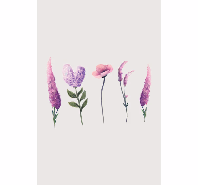 Lilla blomstertegninger blomsterRullegardiner - TenStickers