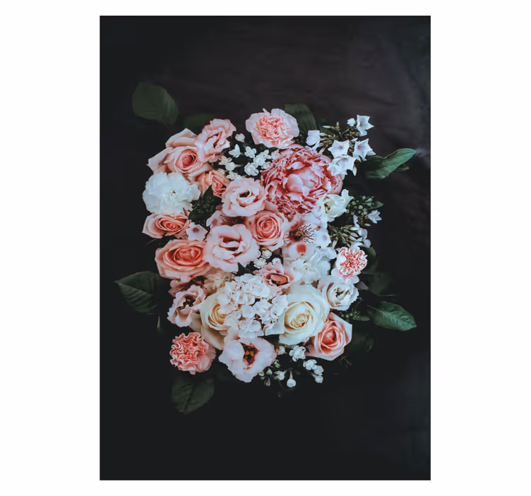 Lyserøde roser buket blomsterRullegardin - TenStickers