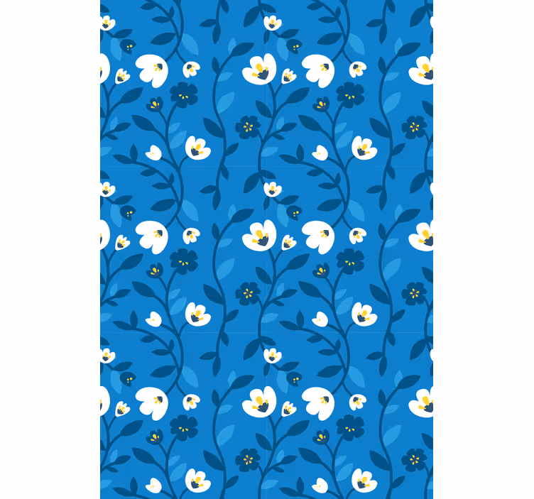 Blåt stigende tema Blomster og planter på rullegardin - TenStickers