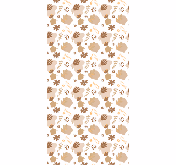 økologisk beige mønster Blomster og planter på rullegardin - TenStickers