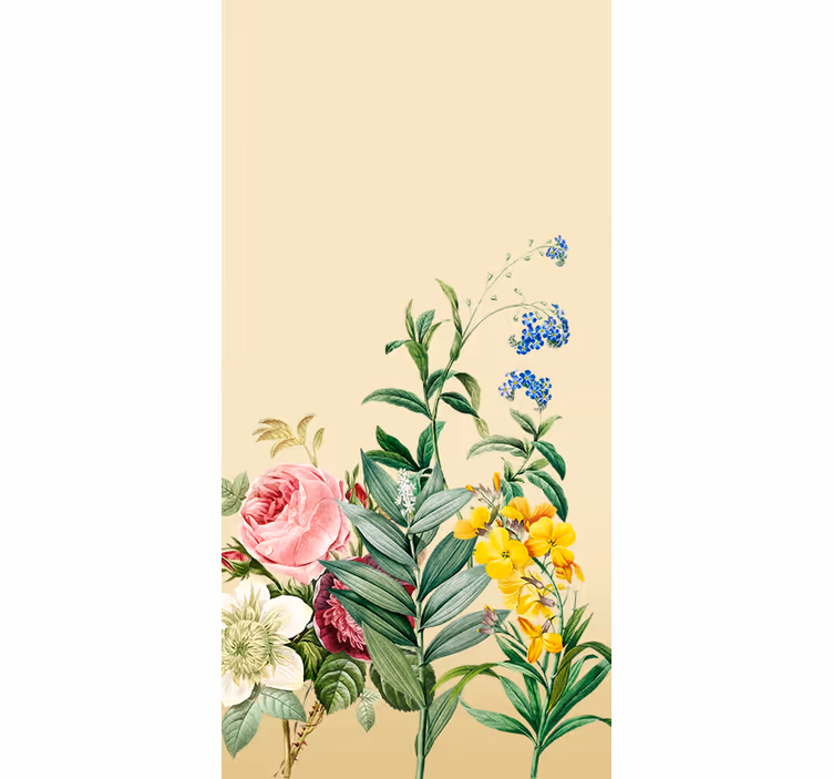 Jasmin og lilla mallow blomsterRullegardin - TenStickers