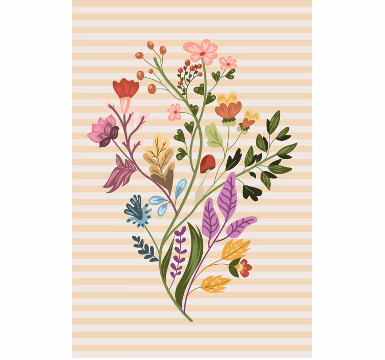 Trukket blomsterbuket blomsterRullegardin - TenStickers