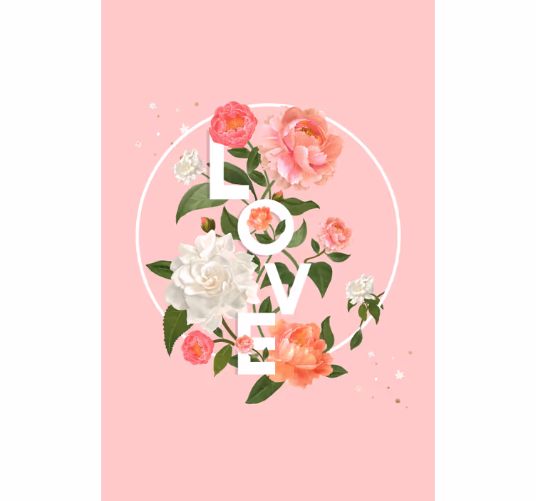 Blomster kærlighed badge blomst rullgardin - TenStickers