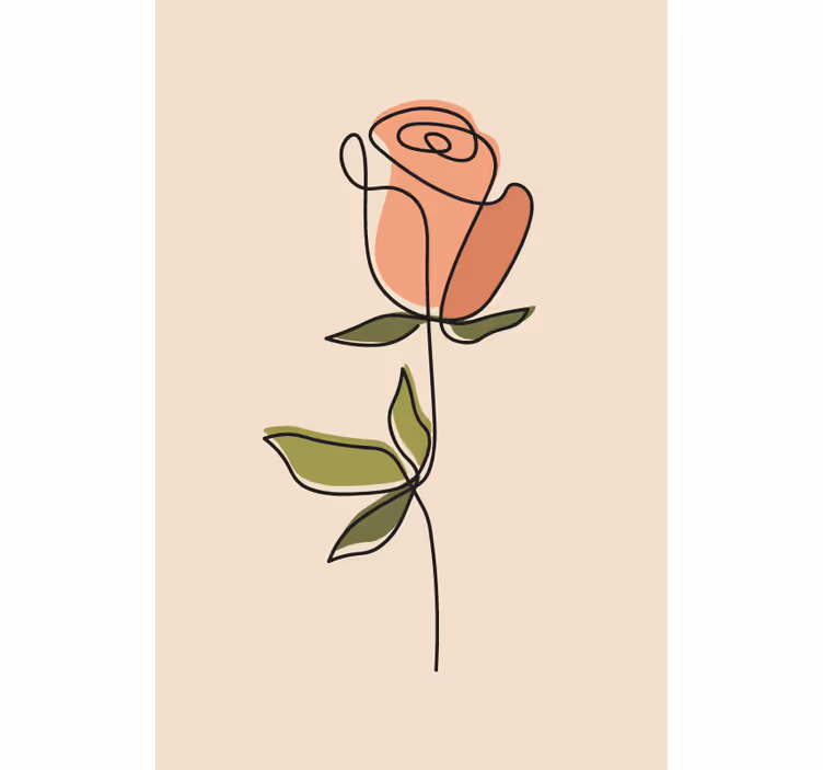 En linje kontinuerlig blomsterRullegardin - TenStickers