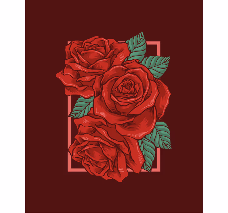 Smuk rød rose blomsterRullegardin - TenStickers