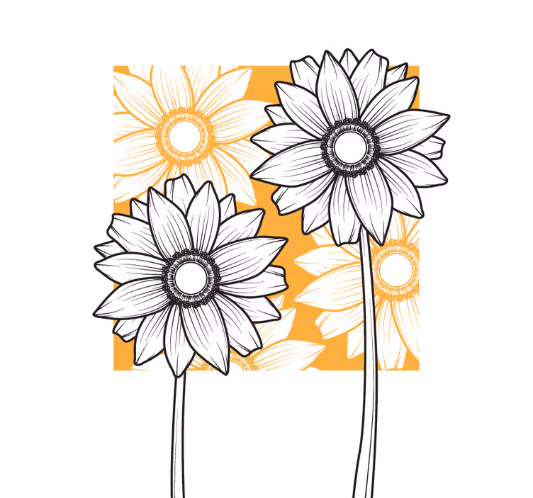 Frodigt blomstermønster Blomster og planter på rullegardin - TenStickers