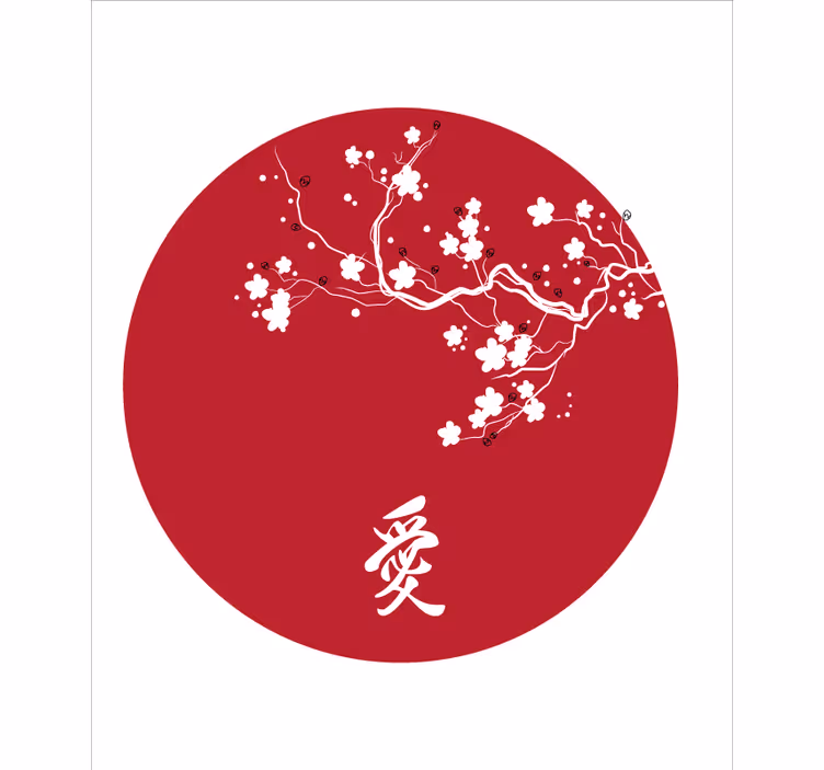 Japansk kirsebær cirkel rullegardiner med blomster - TenStickers