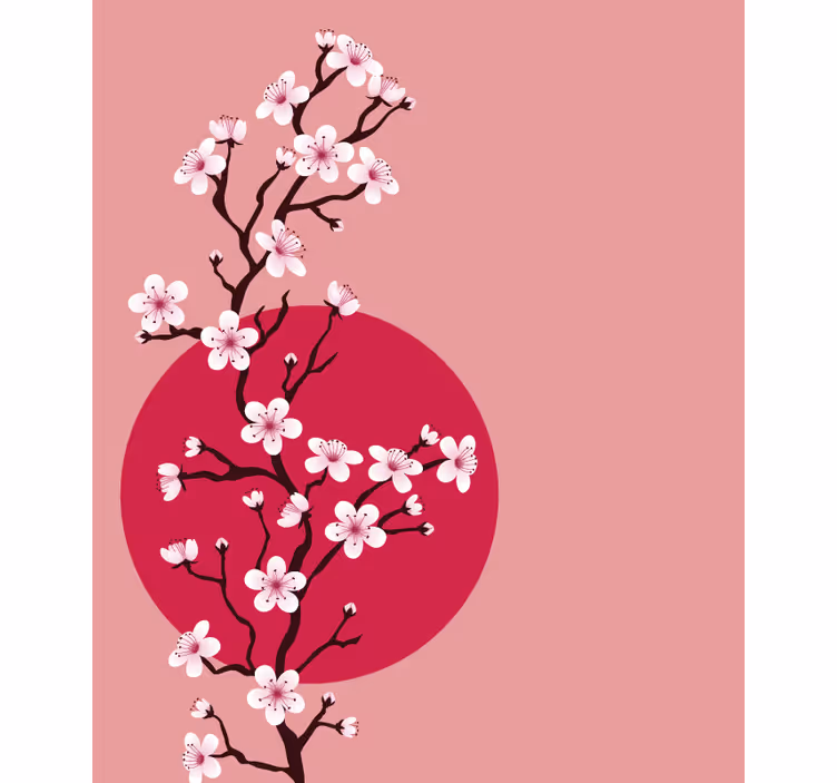 Gren med kirsebærblomster blomsterRullegardin - TenStickers