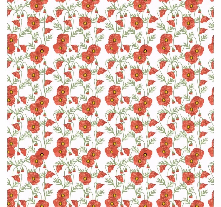 Rød valmue mønster rullegardiner med blomster - TenStickers