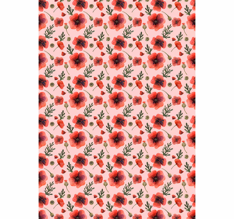 Akvarel valmuer blomsterRullegardin - TenStickers