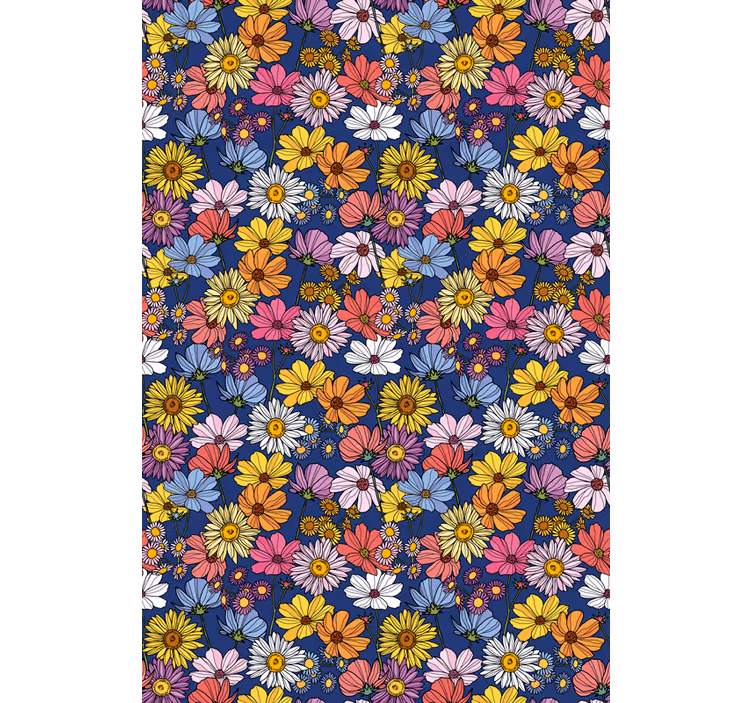 Blomster og planter på rullegardin farverig forårsdekoration - TenStickers