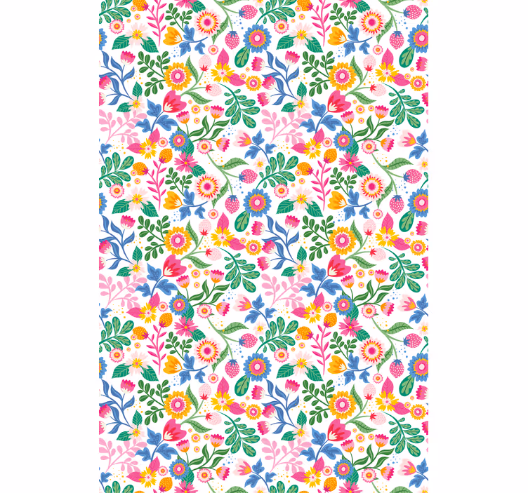 Levende botanisk motiv Blomster og planter på rullegardin - TenStickers