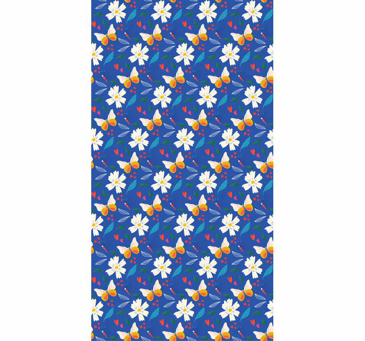 Store blomster og sommerfugle planteRullegardiner - TenStickers