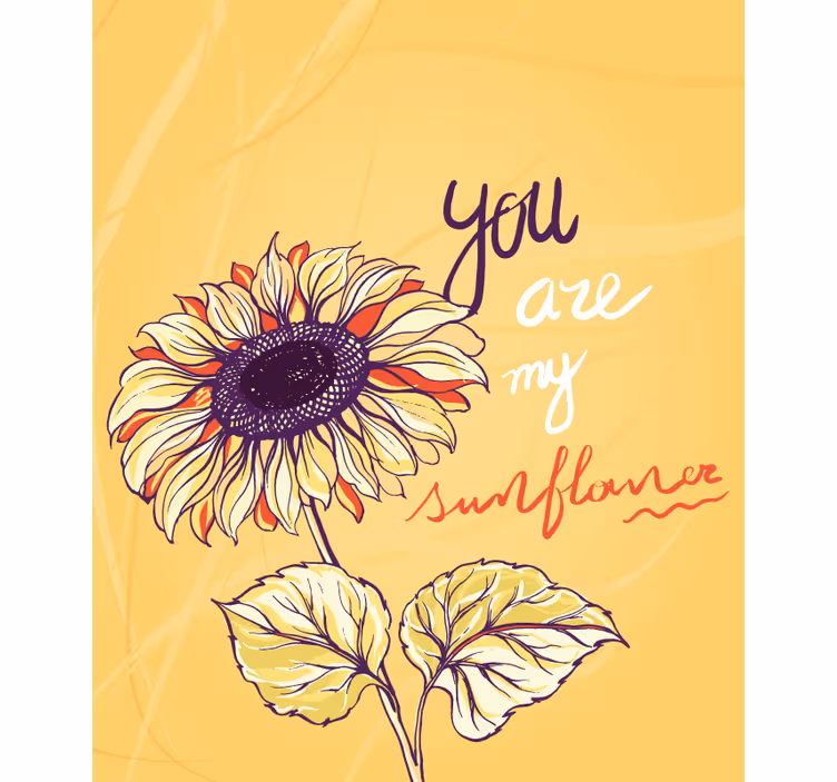 Vintage solsikkeindskrifter blomsterRullegardiner - TenStickers