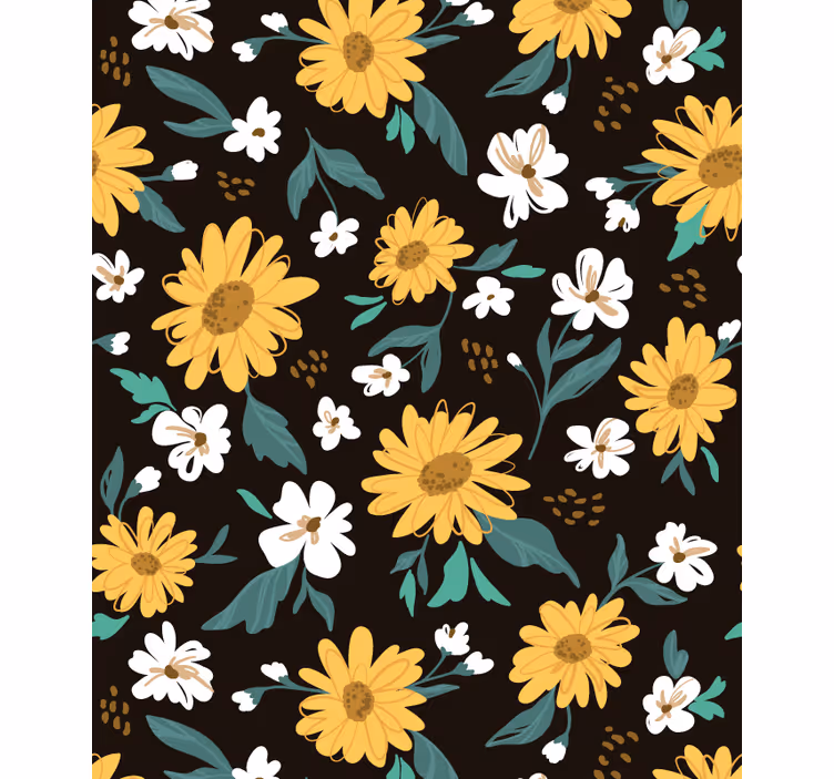 Solsikker og tusindfryd blomster blomsterRullegardiner - TenStickers