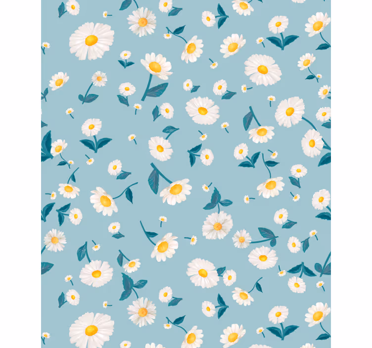 Tusindfryd blåt mønster Blomster og planter på rullegardin - TenStickers