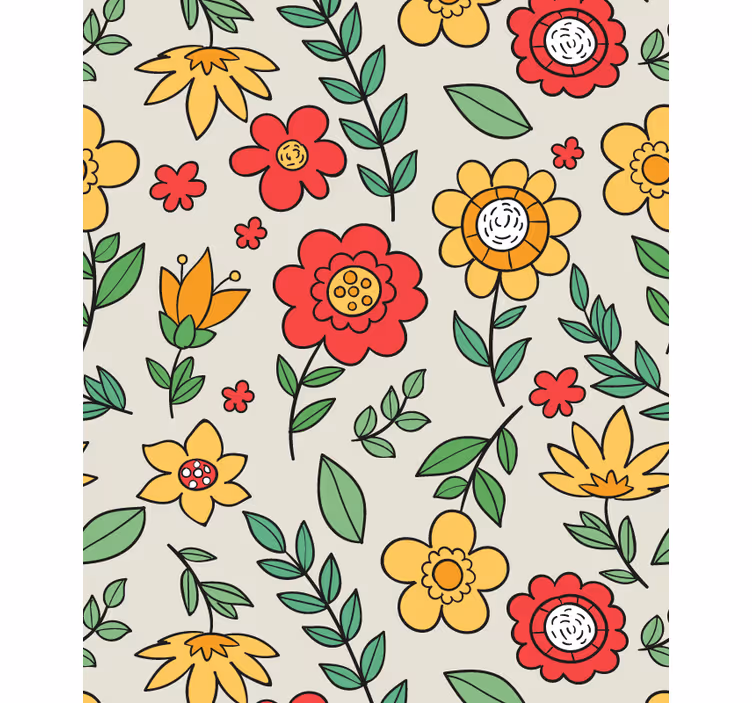Levende farverigt mønster rullegardiner med blomster - TenStickers