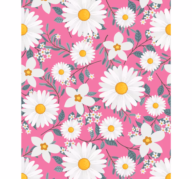 Pink tusindfryd mønster Blomster og planter på rullegardin - TenStickers