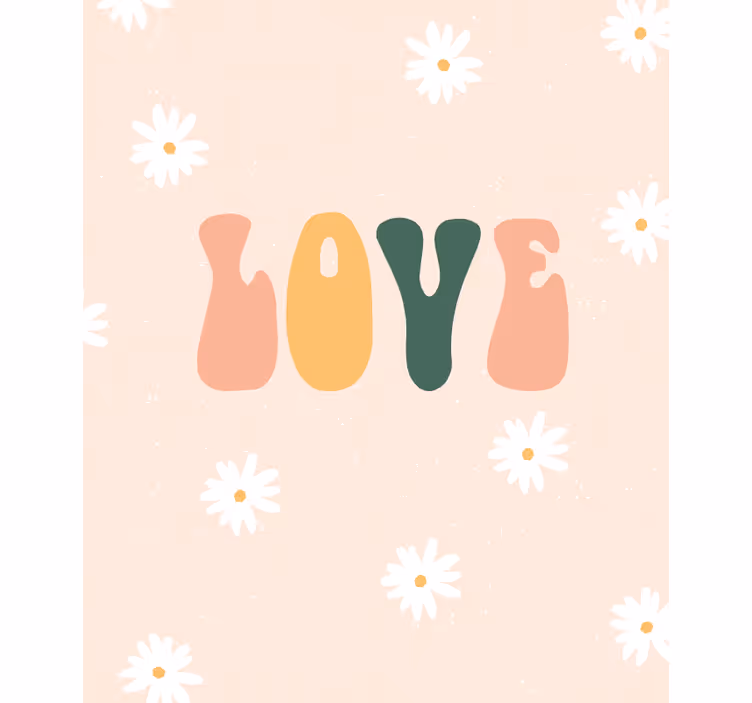Elsker blomstermønster rullegardin med tekst - TenStickers