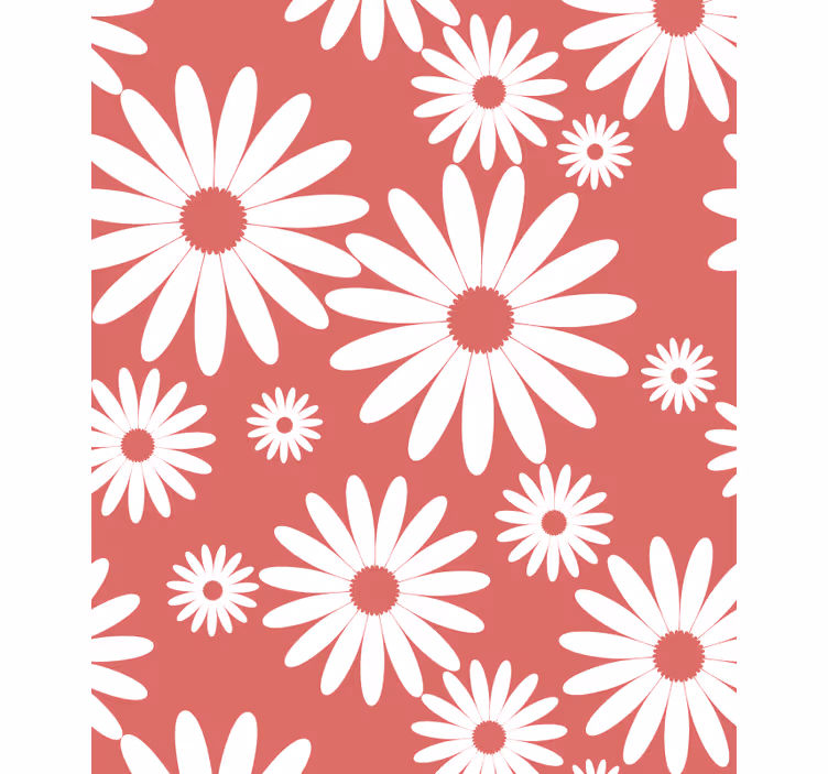 Hvidt tusindfryd mønster Blomster og planter på rullegardin - TenStickers
