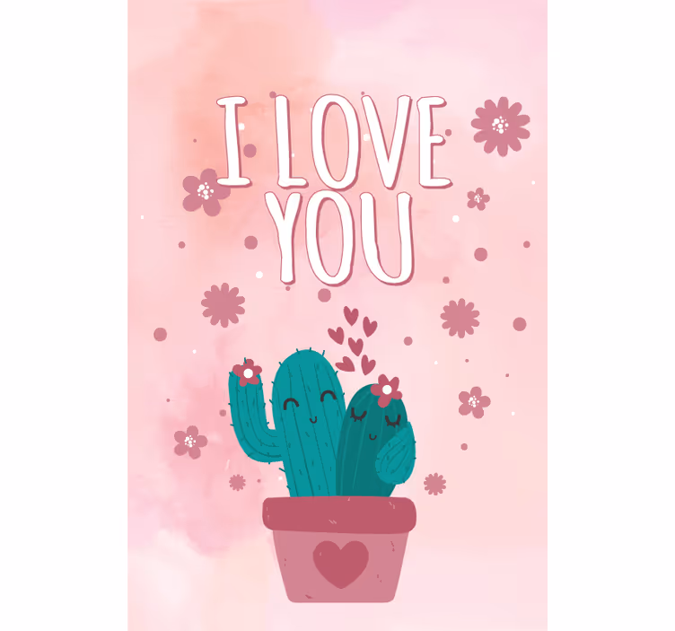 Valentinsdag dejlige kaktus rullegardin - TenStickers