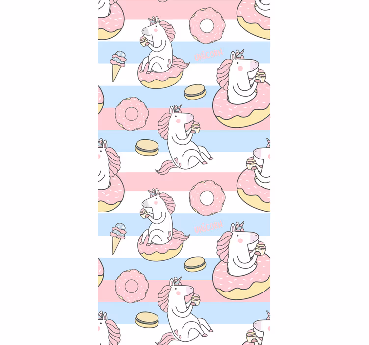 Enhjørninger og donuts rullegardin - TenStickers