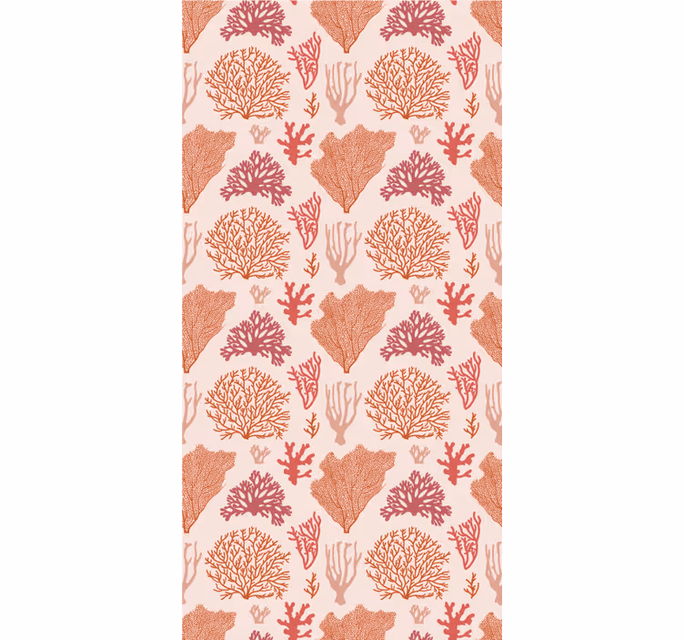 Koral botanisk mønster Blomster og planter på rullegardin - TenStickers