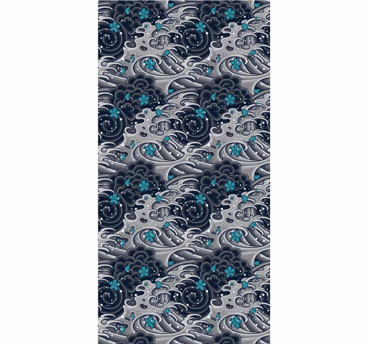 Japan bølge ocean illustration stue rullgardin - TenStickers