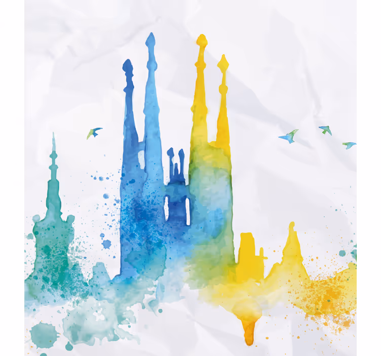 Aquarella sagrada familia rullegardin - TenStickers