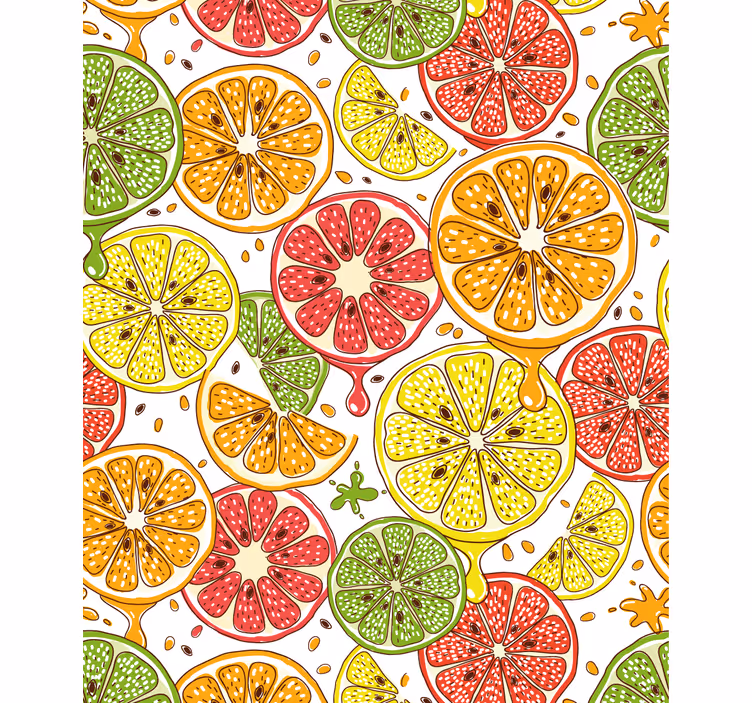Citrus skive mønster rullegardin køkken - TenStickers