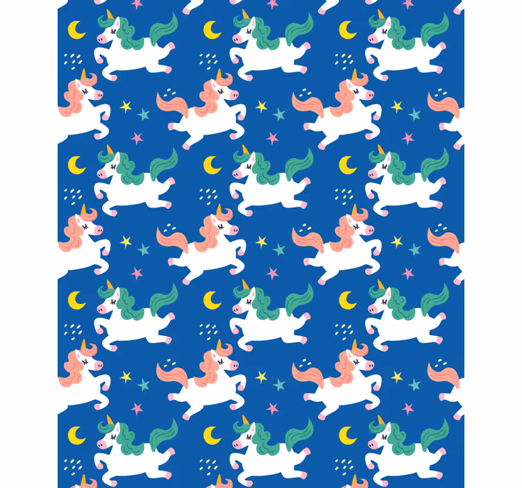 Enhjørningsmønster med månebarneRullegardin - TenStickers
