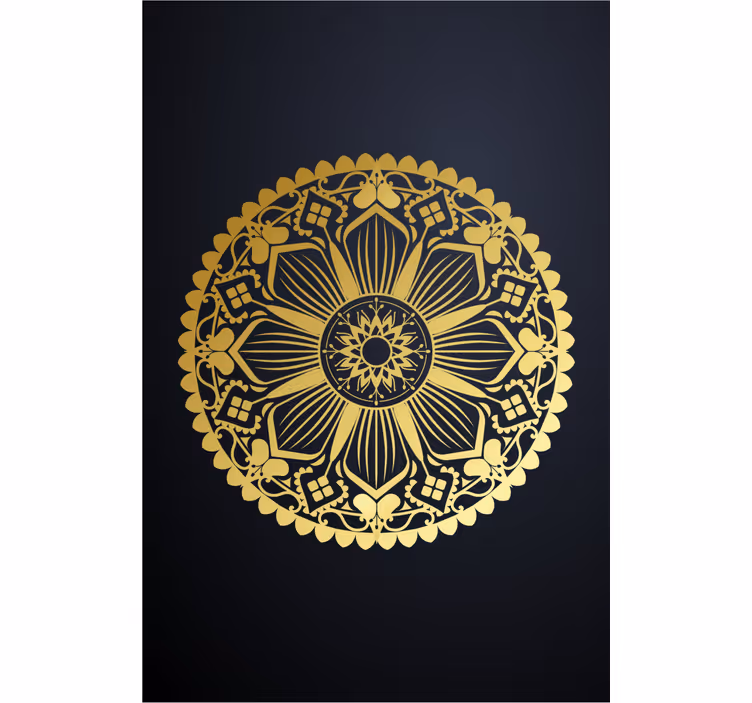 Gylden effekt marineblå mandala zen rullgardin - TenStickers