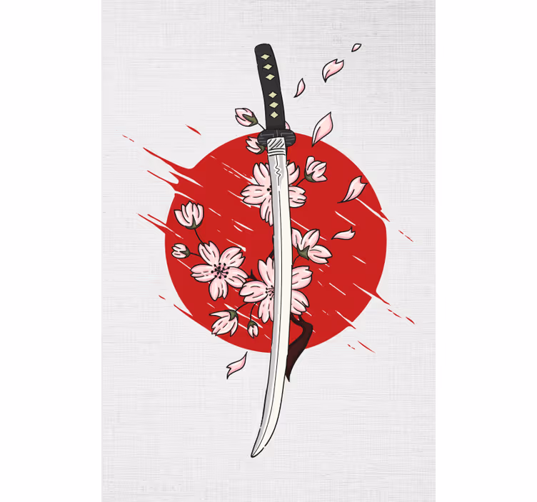 Samurai sværd blomstrer rullegardiner med tegninger - TenStickers
