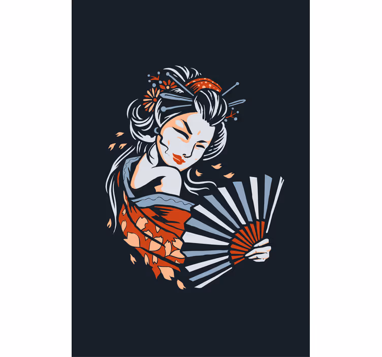 Kunstnerisk japansk geisha original rullegardin - TenStickers