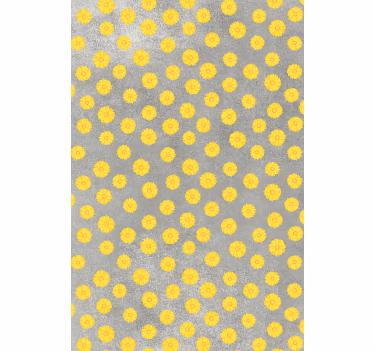 Gråt og gult mønster Blomster og planter på rullegardin - TenStickers