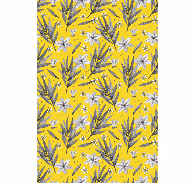Blomstermønster og gul original rullegardin - TenStickers