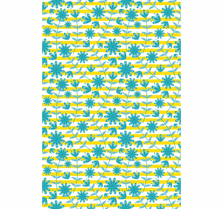 Lyst stribemønster Blomster og planter på rullegardin - TenStickers