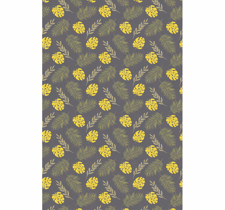 Tropisk bladmønster Blomster og planter på rullegardin - TenStickers