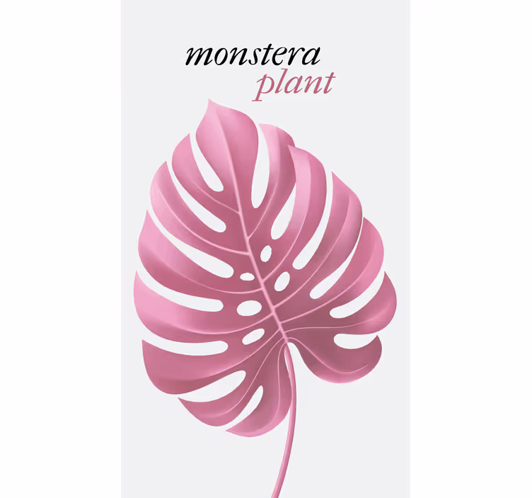 Lyserød monstera plante Blomster og planter på rullegardin - TenStickers
