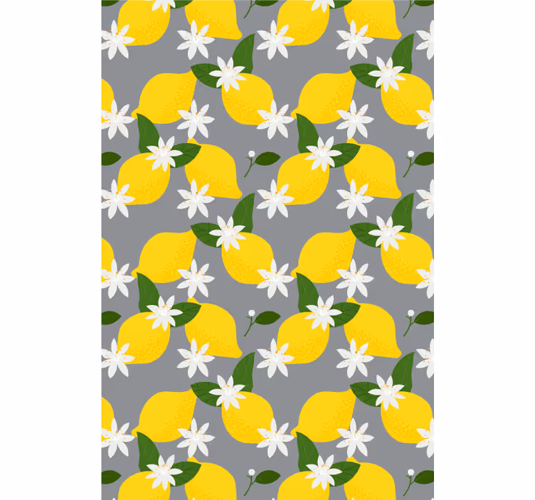 Gul citron på grå frugt og grøntsagsgardin - TenStickers