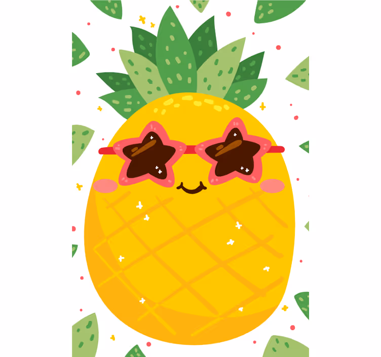 Ananas med lyserød frugt og grøntsagsgardin - TenStickers