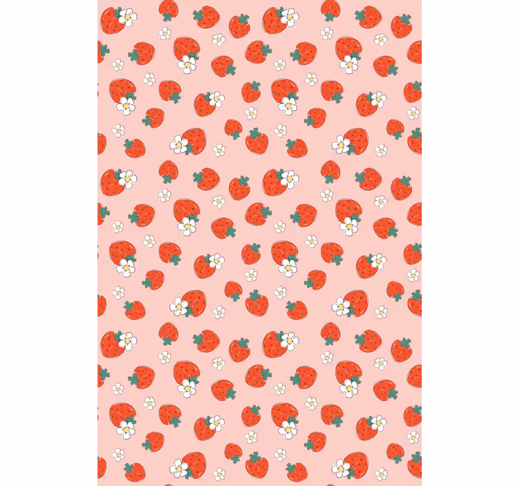 Jordbærmønster med blomster frugt rullegardin - TenStickers