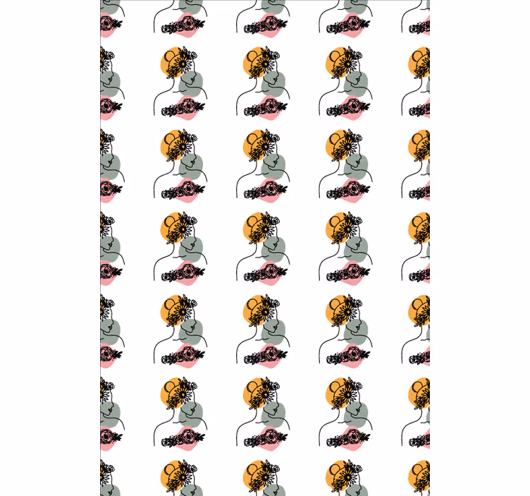 Stiliserede blomstrede ansigter rullegardin - TenStickers