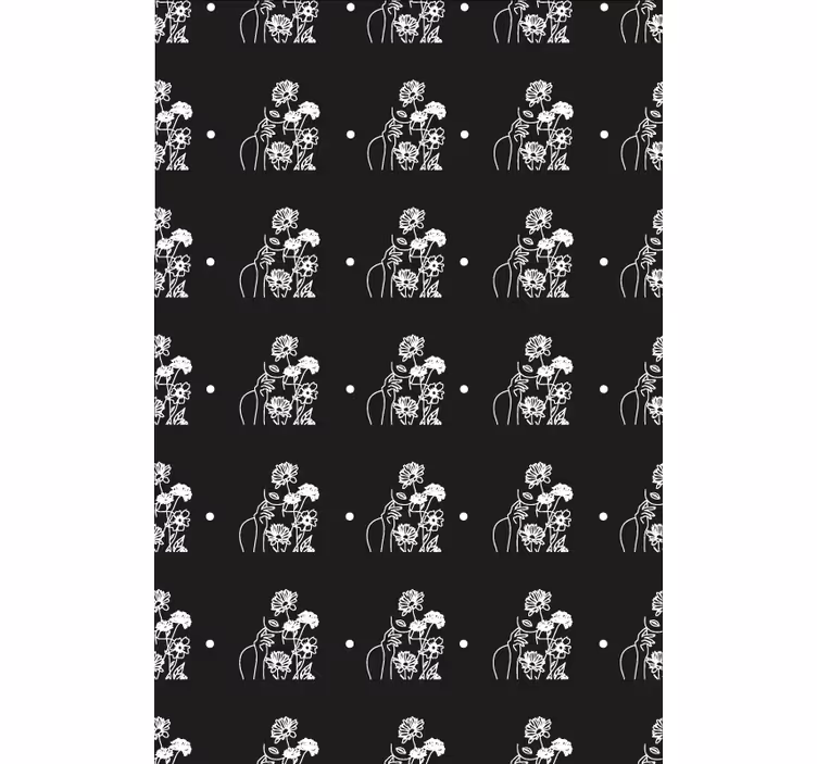 Sort og hvid silhuet rullegardiner med blomster - TenStickers