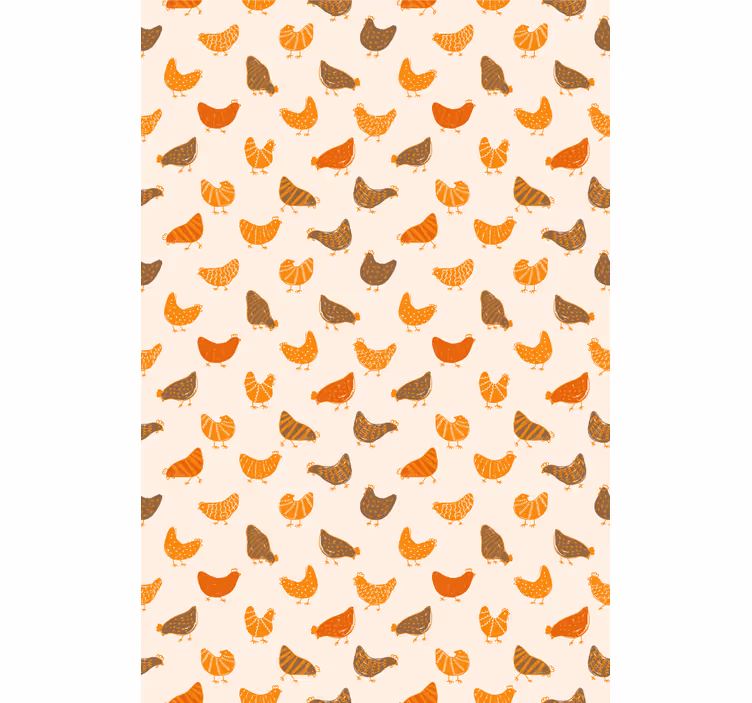 Orange og brun fugl mønster dyr rullgardin - TenStickers