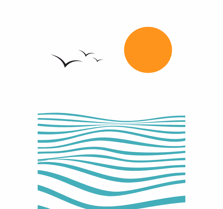 Solnedgang med bølger moderne rullegardiner - TenStickers