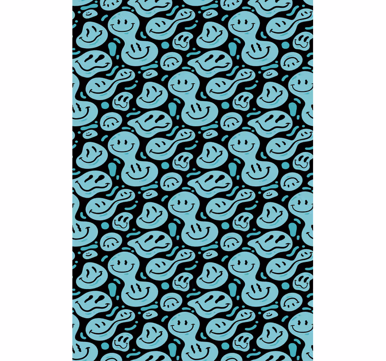 Blå forvrænget smil emojis nørd rullegardin - TenStickers