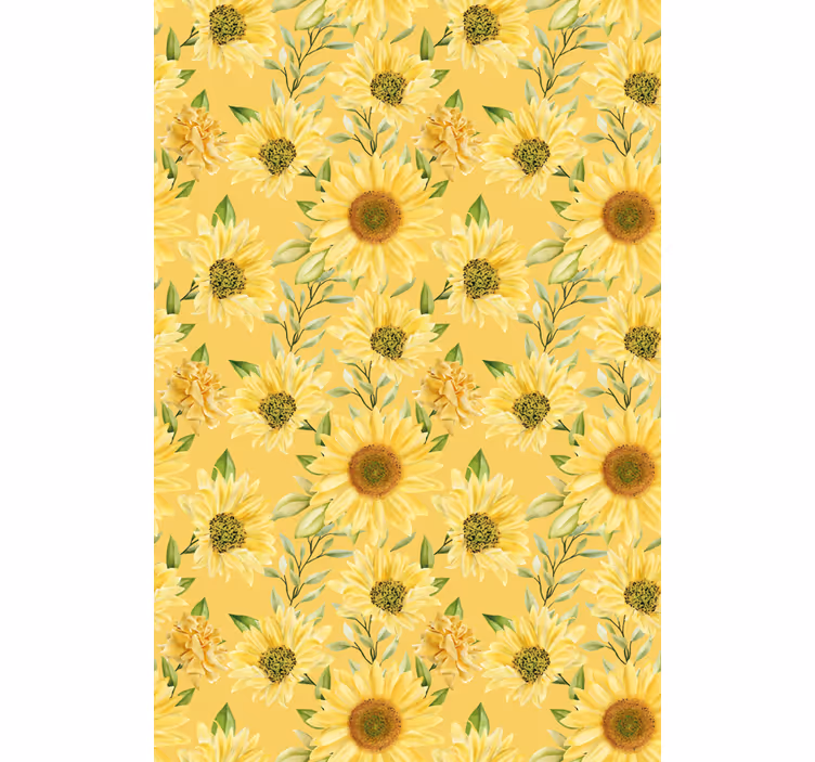 Solsikkehavemønster Blomster og planter på rullegardin - TenStickers